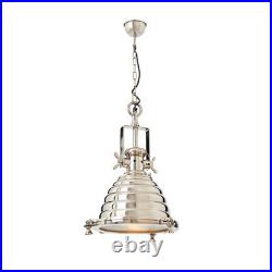 Litecraft Holly Diner Ceiling Pendant Farmhouse Style 1 Light Polished Chrome