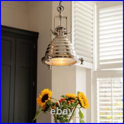 Litecraft Holly Diner Ceiling Pendant Farmhouse Style 1 Light Polished Chrome