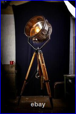 Loft Tripod Stativ Lampe Scheinwerfer Industrie Vintage Strahler Metal XXL Spot