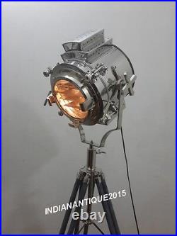 MARINE FLOOR LIGHT WITH TRIPOD, Nautical Spot Light Studio Lamp Decor