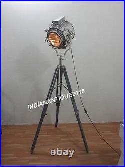 MARINE FLOOR LIGHT WITH TRIPOD, Nautical Spot Light Studio Lamp Decor