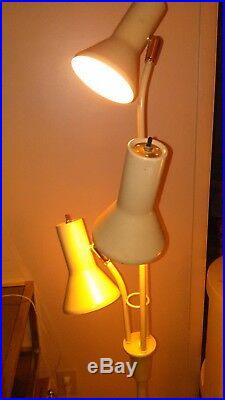 MID Century Modern Eames Era Beige Floor Lamp Three Cone Adjustable Spot Lights