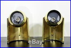 Mid Century Modern Pair of Small Brass Adjustable Spotlight Table Lamps 1970s