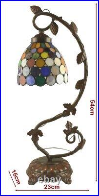 Middle-England 54cm Spot Design Tiffany Style Lamp on Vine Leaf Metal Base