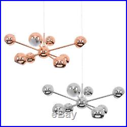 Modern 8 Way Sputnik Style Ceiling Light Fitting Chrome / Copper Suspended Lamp