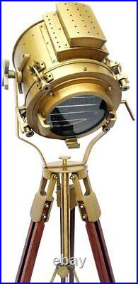 Modern Brass Antique Spot Light Floor Lamp Handmade Marine Tripod Searchlight