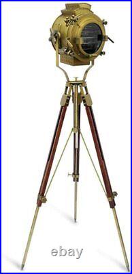 Modern Brass Antique Spot Light Floor Lamp Handmade Marine Tripod Searchlight