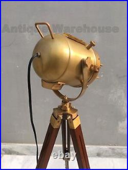 Modern Brass Antique Spot Light Nautical Floor Lamp With Tripod Searchlight