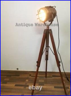 Modern Copper Antique Floor Lamp With Tripod Marine Studio Searchlight Decor