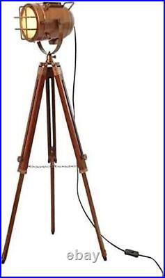 Modern Floor Lamp Spotlight Wood Tripod Stand Searchlight Decorative for Gift