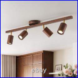 Modern Walnut LED 4-Light Track Lighting 360° Directional Spotlights For Kitchen