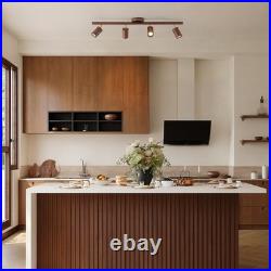 Modern Walnut LED 4-Light Track Lighting 360° Directional Spotlights For Kitchen