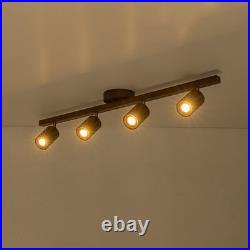 Modern Walnut LED 4-Light Track Lighting 360° Directional Spotlights For Kitchen
