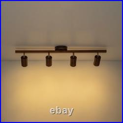 Modern Walnut LED 4-Light Track Lighting 360° Directional Spotlights For Kitchen