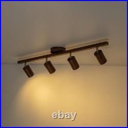 Modern Walnut LED 4-Light Track Lighting 360° Directional Spotlights For Kitchen