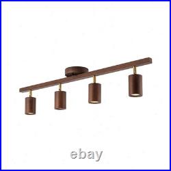 Modern Walnut LED 4-Light Track Lighting 360° Directional Spotlights For Kitchen