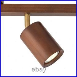 Modern Walnut LED 4-Light Track Lighting 360° Directional Spotlights For Kitchen