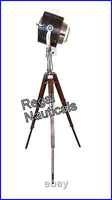 Modern Wood Collectible Studio Electric Searchlight Adjustable Tripod Stand