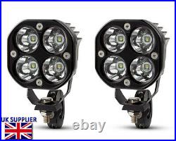 Motorbike Spotlight Foglight LED Kit 40W Lamps + Wiring Harness Switch Clamps