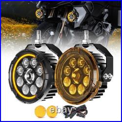 Motorcycle Headlight Driving Fog Lamp 2x LED Spot Light Auxiliary White+Yellow Motorcycle Headlight Driving Fog Lamp 2x LED Spot Light Auxiliary White+Yellow