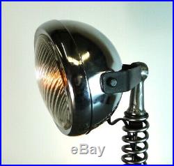 Motorcycle Spot Light End or Side Table Lamp Hand Crafted Red Clutch with Spring