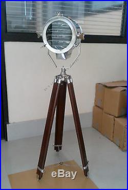 Nautical Authentic Designer's Spotlight Floor Lamp, Chrome Floor Lamp Tripod