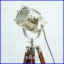 Nautical Chrome Finish Wooden LED Spot Search Light Home Decorative Floor Lamp