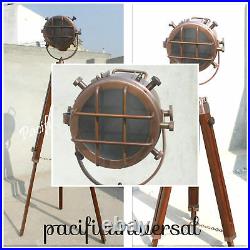 Nautical Copper Spot Light With Adjustable Tripod Floor Lamp Marine Decorative