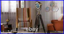 Nautical Designer Antique Floor SPOT LIGHT With Wooden Tripod Stand