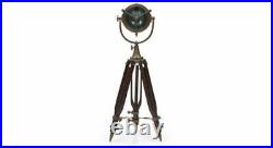 Nautical Designer Antique Floor SPOT LIGHT With Wooden Tripod Stand