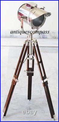 Nautical Designer Searchlight Brown Tripod Stand Spot Light Studio Table Lamp