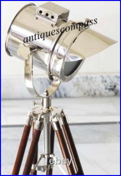 Nautical Designer Searchlight Brown Tripod Stand Spot Light Studio Table Lamp