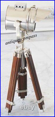 Nautical Designer Searchlight Brown Tripod Stand Spot Light Studio Table Lamp