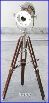 Nautical Designer Searchlight Brown Tripod Stand Spot Light Studio Table Lamp