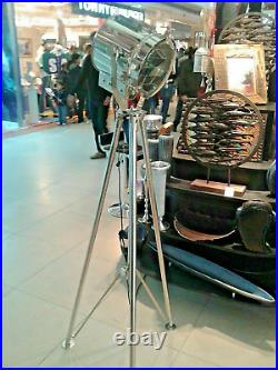 Nautical Floor lamp Hollywood Spotlight Classic Theater Tripod Stainless Steel