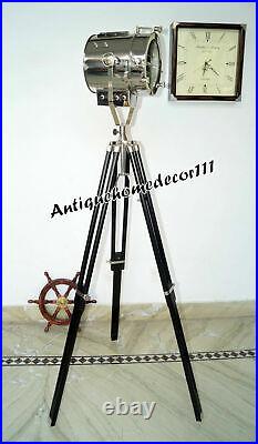 Nautical Hollywood Spot Light Floor Lamp Searchlight With Black Tripod Stand