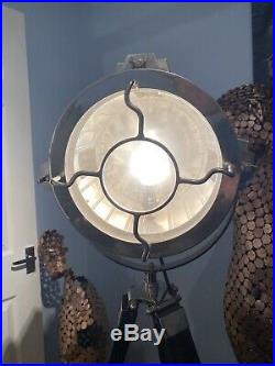 Nautical Marine Tripod Floor Studio Light Lamp Tri Pod Spot Light Camera Vintage