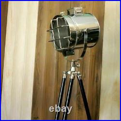 Nautical Search Light Lamp Vintage Search Tripod Wooden Stand Home Decor Design