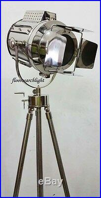 Nautical Signal Spot Light Floor Lamp Stand Revolving Metal Tripod Searchlight