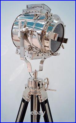 Nautical Spotlight Hollywood Wood Vintage Search Light Tripod Floor Lamp
