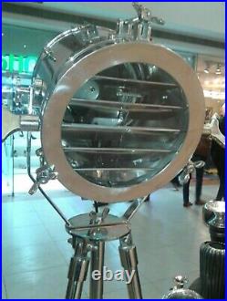 Nautical Steel Searchlight Spotlight Tripod Studio Floor Lamp Chrome/Silver