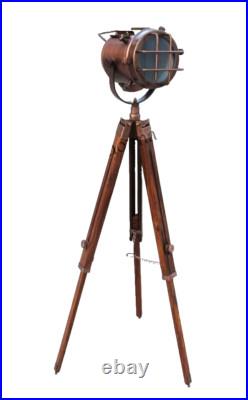 Nautical Studio Floor Lamp Tripod Searchlight Home Decor Spot Light Copper Lamp