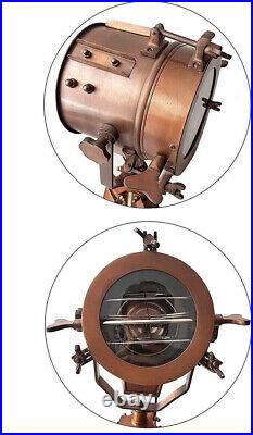 Nautical Studio Floor Lamp Tripod Searchlight Home Decor Spot Light Copper Lamp