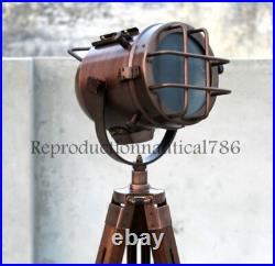 Nautical Studio Floor Lamp Tripod Searchlight Home Decor Spot Light Copper Lamp