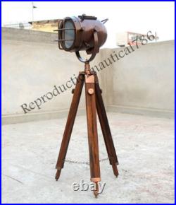 Nautical Studio Floor Lamp Tripod Searchlight Home Decor Spot Light Copper Lamp