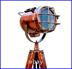Nautical Studio Floor Lamp Tripod Searchlight Home Decor Spot Light Copper Lamp