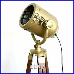 Nautical Tripod Movie Studio Brass Antique Spot Light Floor Lamp