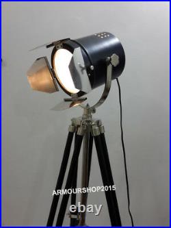 Nautical Vintage Style Spot Light Black Tripod Stand Table Lamp Home Decor