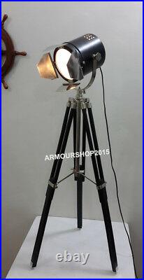 Nautical Vintage Style Spot Light Black Tripod Stand Table Lamp Home Decor