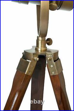 Nautical Wood Tripod Stand With Antique Studio Search Light Tripod Lamp
